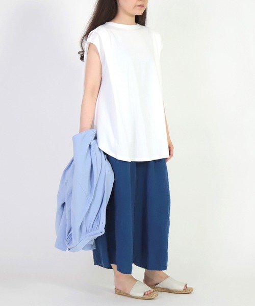 Brocante（ブロカント）の「[Brocante / ブロカント] 40/2ハイゲージ天竺 エポールプリエＴシャツ（Tシャツ/カットソー・レディース・ホワイト/ブラック/ベージュ/アイボリー・2）」の13枚目の写真