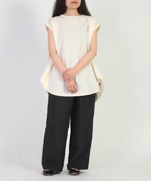 Brocante（ブロカント）の「[Brocante / ブロカント] 40/2ハイゲージ天竺 エポールプリエＴシャツ（Tシャツ/カットソー・レディース・ホワイト/ブラック/ベージュ/アイボリー・2）」の7枚目の写真