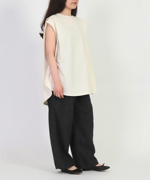 Brocante（ブロカント）の「[Brocante / ブロカント] 40/2ハイゲージ天竺 エポールプリエＴシャツ（Tシャツ/カットソー・レディース・ホワイト/ブラック/ベージュ/アイボリー・2）」の8枚目の写真