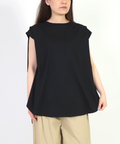 Brocante（ブロカント）の「[Brocante / ブロカント] 40/2ハイゲージ天竺 エポールプリエＴシャツ（Tシャツ/カットソー・レディース・ホワイト/ブラック/ベージュ/アイボリー・2）」の14枚目の写真