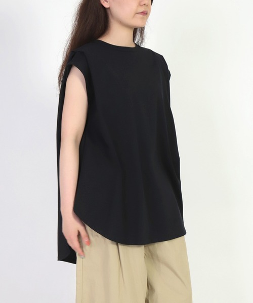 Brocante（ブロカント）の「[Brocante / ブロカント] 40/2ハイゲージ天竺 エポールプリエＴシャツ（Tシャツ/カットソー・レディース・ホワイト/ブラック/ベージュ/アイボリー・2）」の15枚目の写真