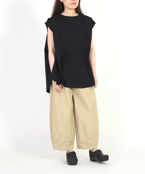 Brocante（ブロカント）の「[Brocante / ブロカント] 40/2ハイゲージ天竺 エポールプリエＴシャツ（Tシャツ/カットソー・レディース・ホワイト/ブラック/ベージュ/アイボリー・2）」の16枚目の写真