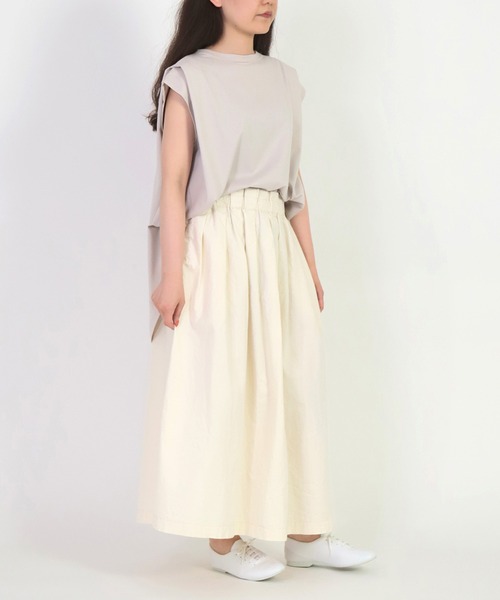 Brocante（ブロカント）の「[Brocante / ブロカント] 40/2ハイゲージ天竺 エポールプリエＴシャツ（Tシャツ/カットソー・レディース・ホワイト/ブラック/ベージュ/アイボリー・2）」の21枚目の写真