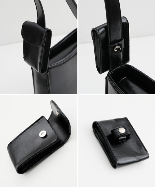select MOCA（セレクトモカ）の「フェイクレザーポーチ付きスクエアバッグ（ハンドバッグ・レディース・ブラック/アイボリー・FREE）」の15枚目の写真
