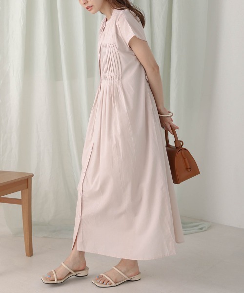 Bab（バブ）の「ねじりピンタックシャツワンピース（シャツワンピース・レディース・ライトグレー/ネイビー/オフホワイト/ピンク/ベージュ系その他・M）」の21枚目の写真