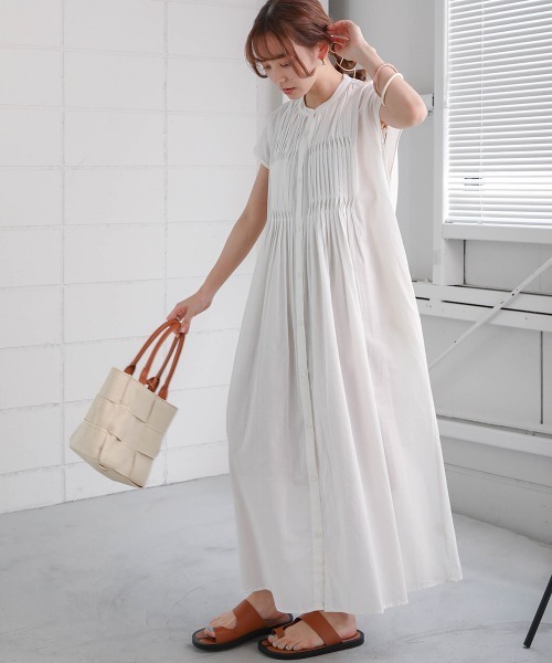 Bab（バブ）の「ねじりピンタックシャツワンピース（シャツワンピース・レディース・ライトグレー/ネイビー/オフホワイト/ピンク/ベージュ系その他・M）」の6枚目の写真