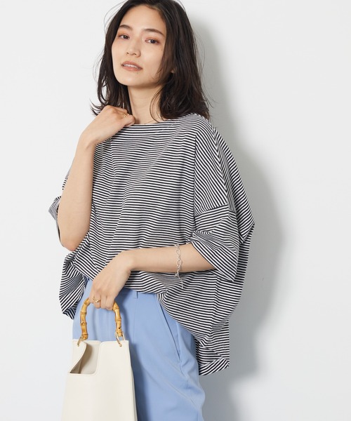 AMERICAN HOLIC（アメリカンホリック）の「モノトーンイロイロボーダーカットプルオーバー（Tシャツ/カットソー・レディース・ブラック系その他4/マルチ/その他7/ホワイト系その他4・L/M）」の4枚目の写真