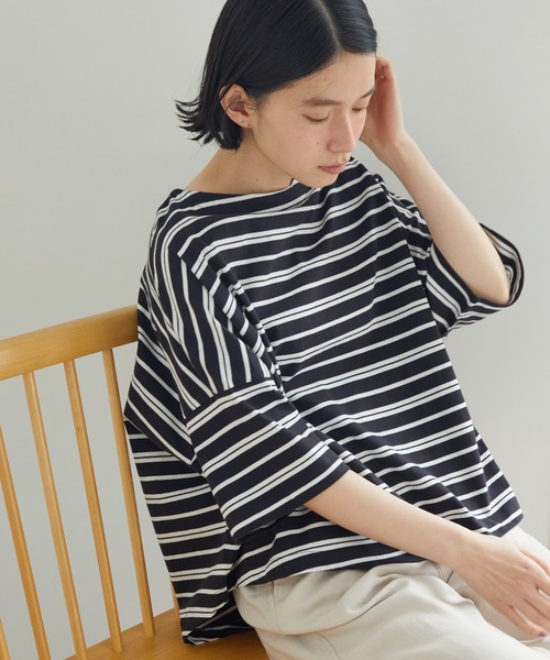 AMERICAN HOLIC（アメリカンホリック）の「モノトーンイロイロボーダーカットプルオーバー（Tシャツ/カットソー・レディース・ブラック系その他4/マルチ/その他7/ホワイト系その他4・L/M）」の3枚目の写真