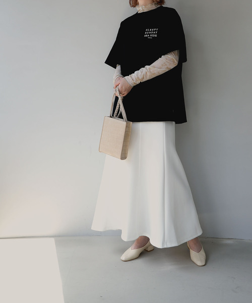c.u.l(シーユーエル)の「【c.u.l:w】天竺カラー ロゴビックTシャツ culwd22ss005(Tシャツ/カットソー・レディース・ブラック/ホワイト×レッド/ホワイト×グリーン・FREE)」の4枚目の写真