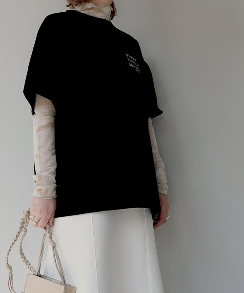 c.u.l(シーユーエル)の「【c.u.l:w】天竺カラー ロゴビックTシャツ culwd22ss005(Tシャツ/カットソー・レディース・ブラック/ホワイト×レッド/ホワイト×グリーン・FREE)」の6枚目の写真