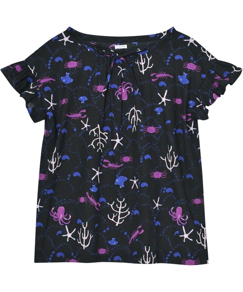 tsumori chisato SLEEP（ツモリチサト スリープ）の「トップス　４分袖　綿100％　「おやゆび姫」シリーズ　夏ならではの涼しい素材（M,L）（Tシャツ/カットソー・レディース・ブラック/アイボリー・LARGE/MEDIUM）」の4枚目の写真