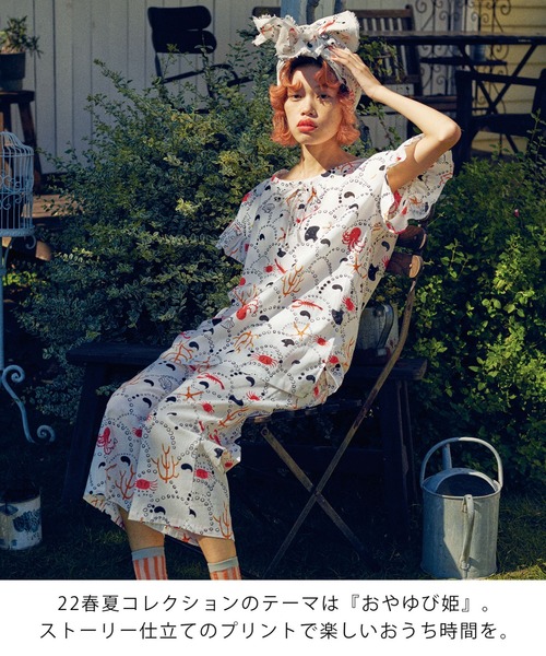 tsumori chisato SLEEP（ツモリチサト スリープ）の「トップス　４分袖　綿100％　「おやゆび姫」シリーズ　夏ならではの涼しい素材（M,L）（Tシャツ/カットソー・レディース・ブラック/アイボリー・LARGE/MEDIUM）」の8枚目の写真