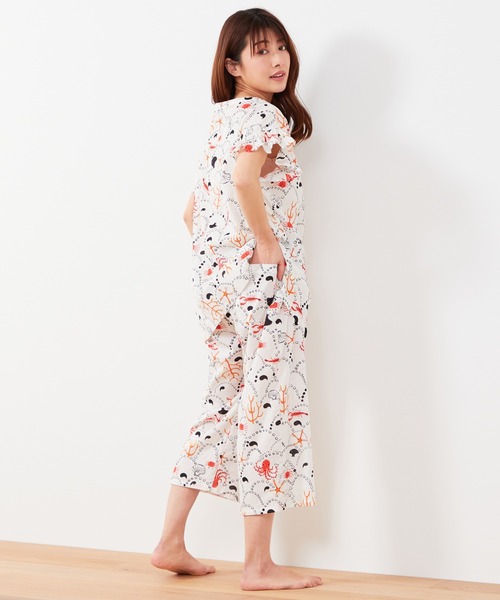 tsumori chisato SLEEP（ツモリチサト スリープ）の「トップス　４分袖　綿100％　「おやゆび姫」シリーズ　夏ならではの涼しい素材（M,L）（Tシャツ/カットソー・レディース・ブラック/アイボリー・LARGE/MEDIUM）」の7枚目の写真