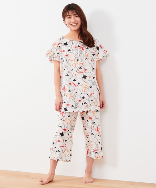 tsumori chisato SLEEP（ツモリチサト スリープ）の「トップス　４分袖　綿100％　「おやゆび姫」シリーズ　夏ならではの涼しい素材（M,L）（Tシャツ/カットソー・レディース・ブラック/アイボリー・LARGE/MEDIUM）」の3枚目の写真