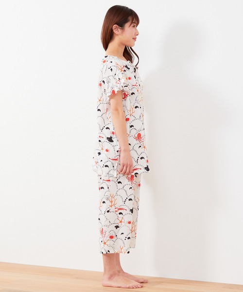 tsumori chisato SLEEP（ツモリチサト スリープ）の「トップス　４分袖　綿100％　「おやゆび姫」シリーズ　夏ならではの涼しい素材（M,L）（Tシャツ/カットソー・レディース・ブラック/アイボリー・LARGE/MEDIUM）」の10枚目の写真