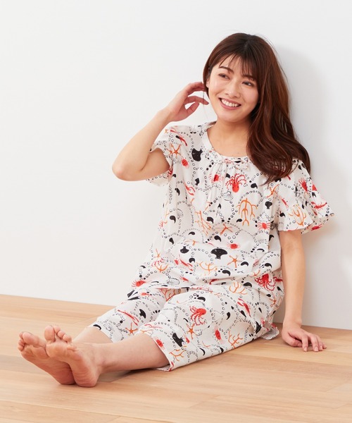 tsumori chisato SLEEP（ツモリチサト スリープ）の「トップス　４分袖　綿100％　「おやゆび姫」シリーズ　夏ならではの涼しい素材（M,L）（Tシャツ/カットソー・レディース・ブラック/アイボリー・LARGE/MEDIUM）」の5枚目の写真