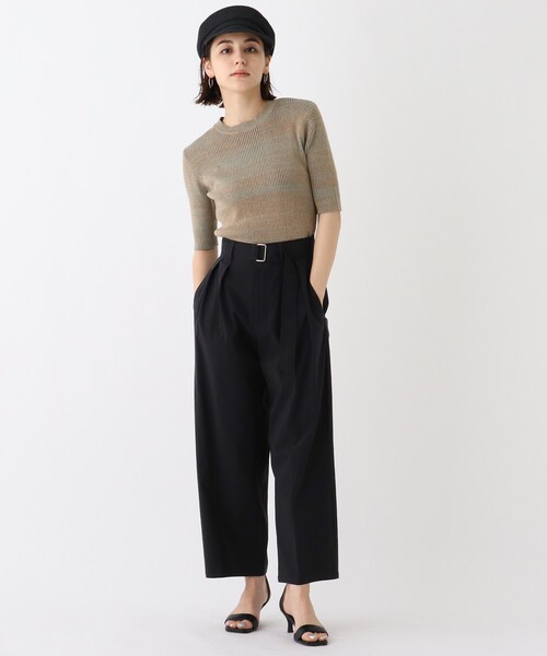 OPAQUE.CLIP（オペークドットクリップ）の「◆【Ｃ】リネン混ストレッチ　センプレワイドパンツ（その他パンツ・レディース・ブラック/ブルー/ライトベージュ・40/38/36）」の6枚目の写真