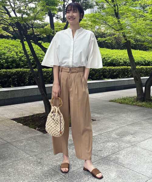 OPAQUE.CLIP（オペークドットクリップ）の「◆【Ｃ】リネン混ストレッチ　センプレワイドパンツ（その他パンツ・レディース・ブラック/ブルー/ライトベージュ・40/38/36）」の7枚目の写真