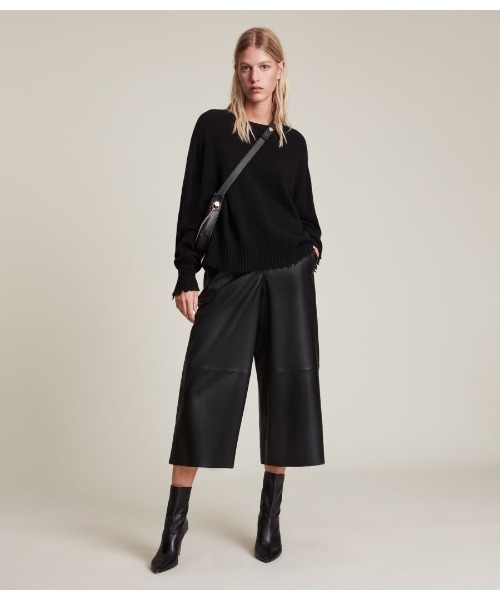 ALLSAINTS(オールセインツ)の「LEAH LEATHER CULOTTE | LEAH レザー キュロット(その他パンツ・レディース・ブラック・6/4)」の3枚目の写真