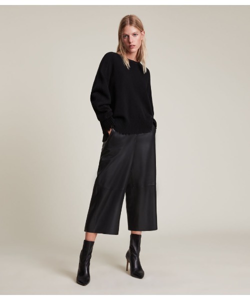 ALLSAINTS(オールセインツ)の「LEAH LEATHER CULOTTE | LEAH レザー キュロット(その他パンツ・レディース・ブラック・6/4)」の4枚目の写真