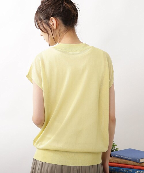 DRESKIP(ドレスキップ)の「◆【洗える/接触冷感】フレンチスリーブニット(ニット/セーター・レディース・イエロー系その他/ナチュラル/ネイビー/ダークグリーン・02/03)」の18枚目の写真