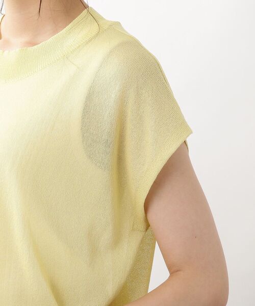 DRESKIP(ドレスキップ)の「◆【洗える/接触冷感】フレンチスリーブニット(ニット/セーター・レディース・イエロー系その他/ナチュラル/ネイビー/ダークグリーン・02/03)」の5枚目の写真