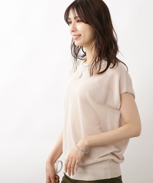 DRESKIP(ドレスキップ)の「◆【洗える/接触冷感】フレンチスリーブニット(ニット/セーター・レディース・イエロー系その他/ナチュラル/ネイビー/ダークグリーン・02/03)」の15枚目の写真