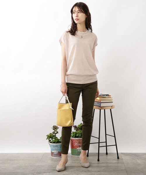 DRESKIP(ドレスキップ)の「◆【洗える/接触冷感】フレンチスリーブニット(ニット/セーター・レディース・イエロー系その他/ナチュラル/ネイビー/ダークグリーン・02/03)」の20枚目の写真