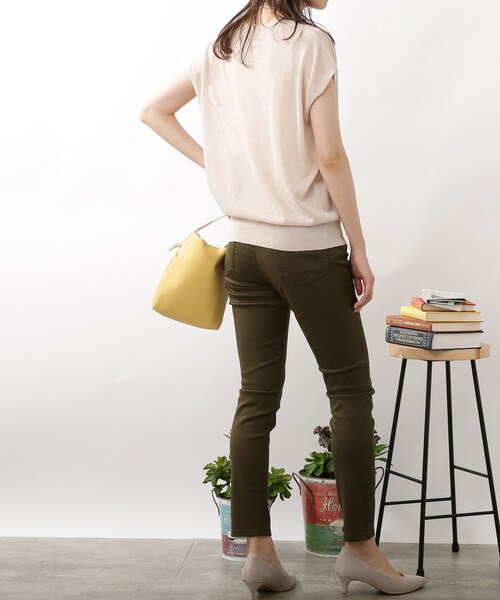 DRESKIP(ドレスキップ)の「◆【洗える/接触冷感】フレンチスリーブニット(ニット/セーター・レディース・イエロー系その他/ナチュラル/ネイビー/ダークグリーン・02/03)」の7枚目の写真