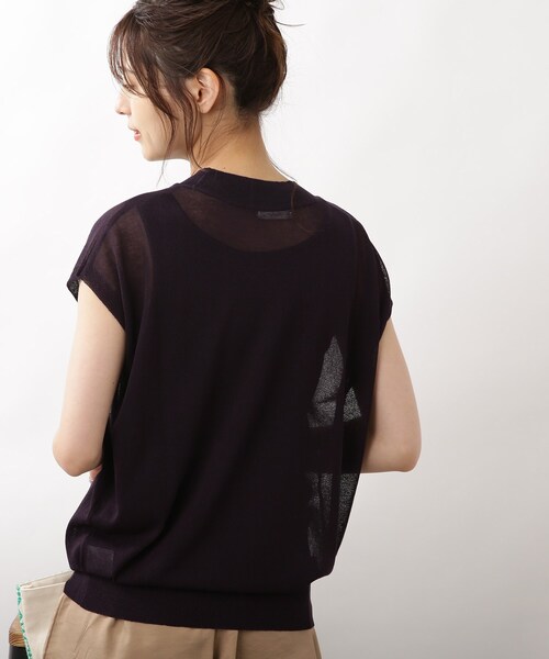 DRESKIP(ドレスキップ)の「◆【洗える/接触冷感】フレンチスリーブニット(ニット/セーター・レディース・イエロー系その他/ナチュラル/ネイビー/ダークグリーン・02/03)」の16枚目の写真