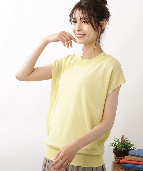 DRESKIP(ドレスキップ)の「◆【洗える/接触冷感】フレンチスリーブニット(ニット/セーター・レディース・イエロー系その他/ナチュラル/ネイビー/ダークグリーン・02/03)」の12枚目の写真