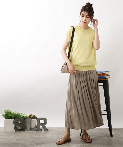 DRESKIP(ドレスキップ)の「◆【洗える/接触冷感】フレンチスリーブニット(ニット/セーター・レディース・イエロー系その他/ナチュラル/ネイビー/ダークグリーン・02/03)」の17枚目の写真