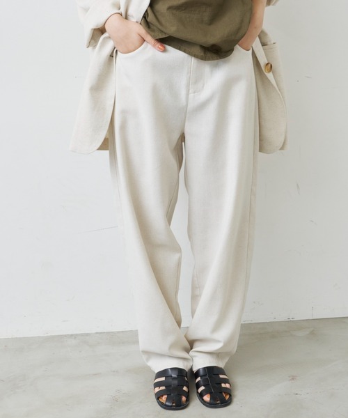 Libra Cue（リブラ キュー）の「リネンミックスバルーンパンツ（スラックス・レディース・ブラック/アイボリー・FREE）」の2枚目の写真