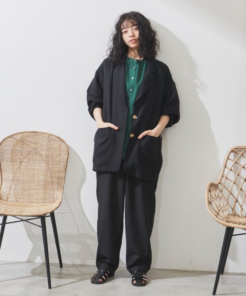 Libra Cue（リブラ キュー）の「リネンミックスバルーンパンツ（スラックス・レディース・ブラック/アイボリー・FREE）」の22枚目の写真