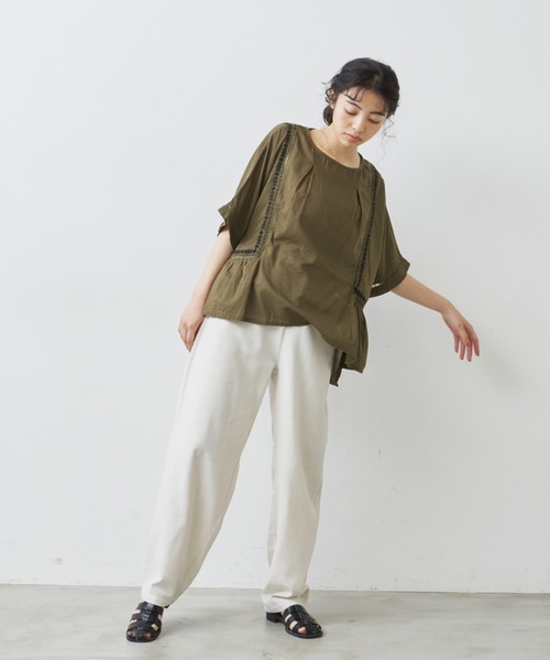 Libra Cue（リブラ キュー）の「リネンミックスバルーンパンツ（スラックス・レディース・ブラック/アイボリー・FREE）」の5枚目の写真