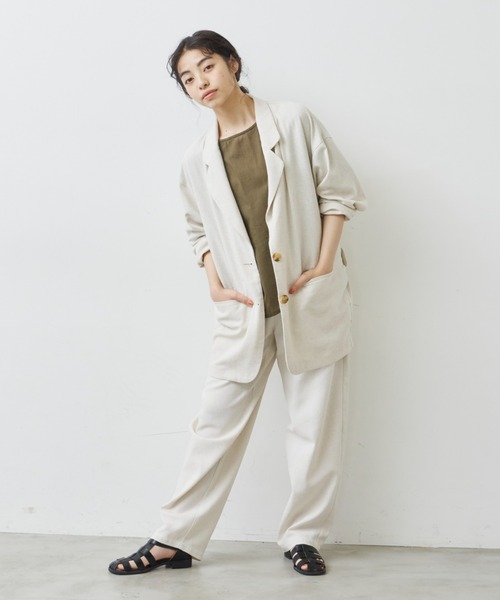 Libra Cue（リブラ キュー）の「リネンミックスバルーンパンツ（スラックス・レディース・ブラック/アイボリー・FREE）」の7枚目の写真