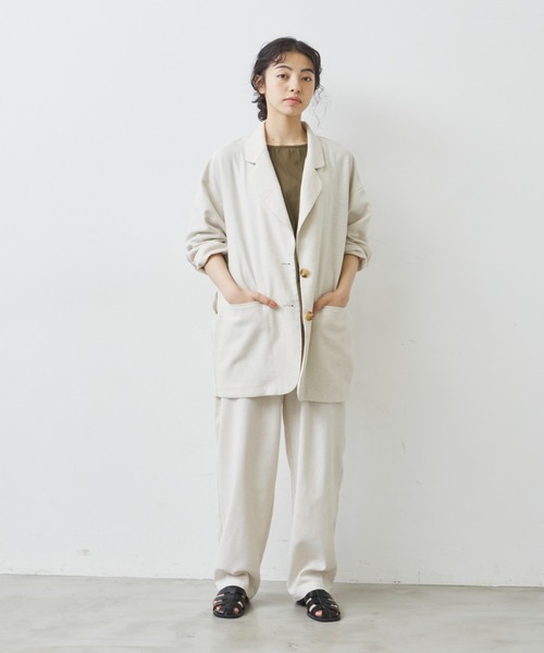 Libra Cue（リブラ キュー）の「リネンミックスバルーンパンツ（スラックス・レディース・ブラック/アイボリー・FREE）」の8枚目の写真