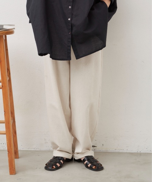 Libra Cue（リブラ キュー）の「リネンミックスバルーンパンツ（スラックス・レディース・ブラック/アイボリー・FREE）」の19枚目の写真