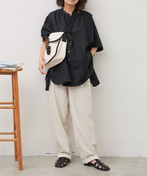 Libra Cue（リブラ キュー）の「リネンミックスバルーンパンツ（スラックス・レディース・ブラック/アイボリー・FREE）」の18枚目の写真