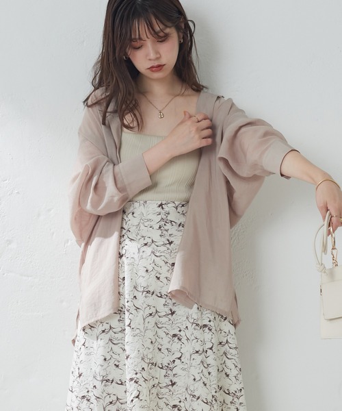 natural couture（ナチュラルクチュール）の「BIGシルエットシアーシャツ（シャツ/ブラウス・レディース・オフホワイト/ベージュ/グリーン/ピンク・FREE）」の8枚目の写真