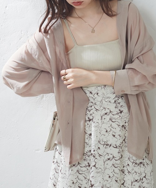 natural couture（ナチュラルクチュール）の「BIGシルエットシアーシャツ（シャツ/ブラウス・レディース・オフホワイト/ベージュ/グリーン/ピンク・FREE）」の11枚目の写真