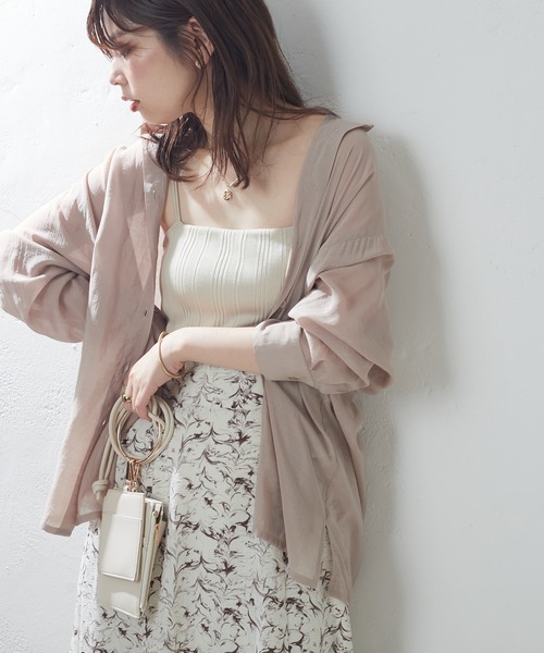 natural couture（ナチュラルクチュール）の「BIGシルエットシアーシャツ（シャツ/ブラウス・レディース・オフホワイト/ベージュ/グリーン/ピンク・FREE）」の5枚目の写真