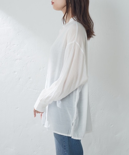 natural couture（ナチュラルクチュール）の「BIGシルエットシアーシャツ（シャツ/ブラウス・レディース・オフホワイト/ベージュ/グリーン/ピンク・FREE）」の22枚目の写真