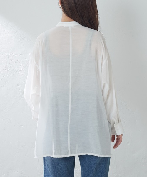 natural couture（ナチュラルクチュール）の「BIGシルエットシアーシャツ（シャツ/ブラウス・レディース・オフホワイト/ベージュ/グリーン/ピンク・FREE）」の17枚目の写真