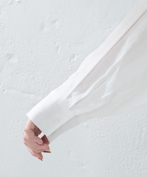 natural couture（ナチュラルクチュール）の「BIGシルエットシアーシャツ（シャツ/ブラウス・レディース・オフホワイト/ベージュ/グリーン/ピンク・FREE）」の18枚目の写真