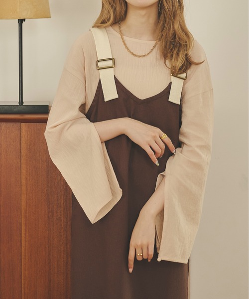 Ambre Neige（アンブルネージュ）の「２WAY楊柳スリットシャツ／【WEB/EC限定商品】（Tシャツ/カットソー・レディース・ダークブラウン/ベージュ/アイボリー・FREE）」の3枚目の写真