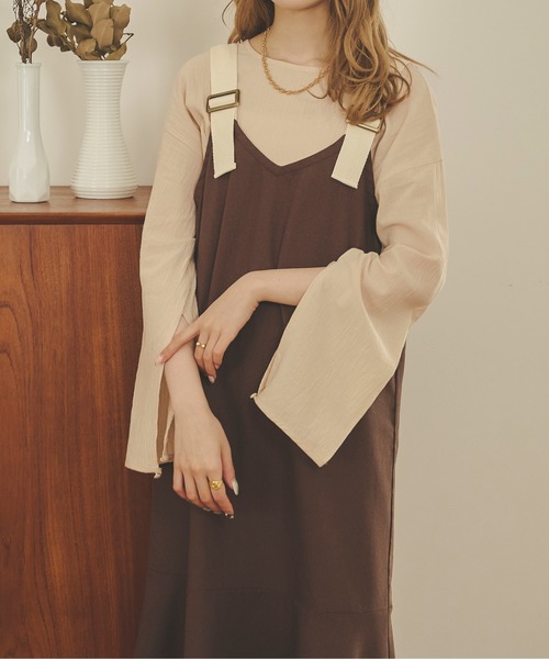 Ambre Neige（アンブルネージュ）の「２WAY楊柳スリットシャツ／【WEB/EC限定商品】（Tシャツ/カットソー・レディース・ダークブラウン/ベージュ/アイボリー・FREE）」の17枚目の写真