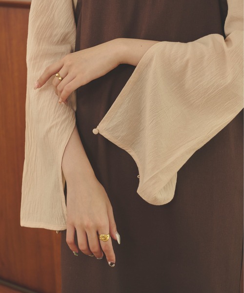 Ambre Neige（アンブルネージュ）の「２WAY楊柳スリットシャツ／【WEB/EC限定商品】（Tシャツ/カットソー・レディース・ダークブラウン/ベージュ/アイボリー・FREE）」の9枚目の写真