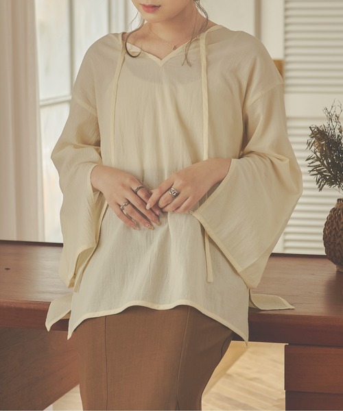 Ambre Neige（アンブルネージュ）の「２WAY楊柳スリットシャツ／【WEB/EC限定商品】（Tシャツ/カットソー・レディース・ダークブラウン/ベージュ/アイボリー・FREE）」の18枚目の写真