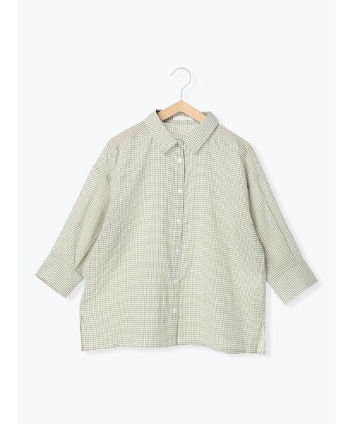 ehka sopo（エヘカソポ）の「チェックビッグシャツ（シャツ/ブラウス・レディース・ブラック/ピンク/イエロー/ミント・ﾌﾘ-）」の3枚目の写真